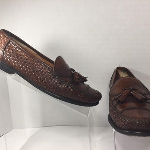 MEZLAN Mens Coral  Woven Leather Tassel Loafers